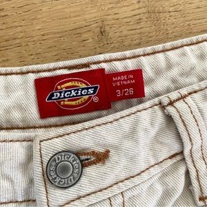 Dickies Top Stitched Cotton Jeans in Off White